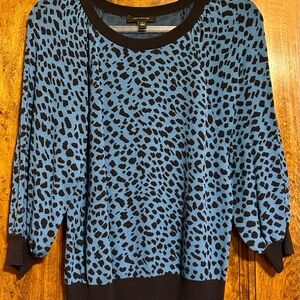Ann Taylor Blue and Navy Leopard Print Crewneck Sweater